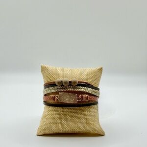 Elegant Multi-Layered Bracelet with Gold and Brown Accents